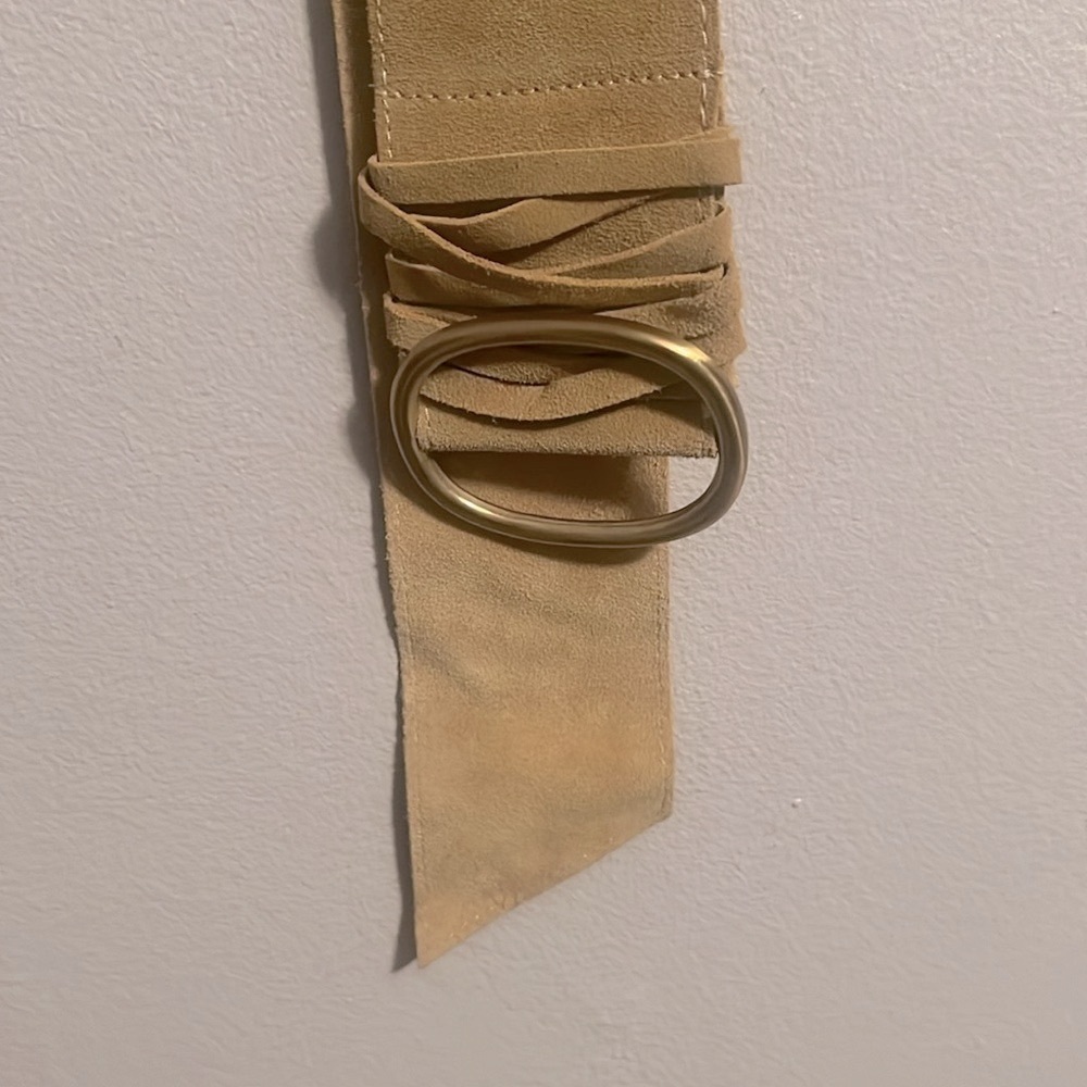 Belt 100% ring leather mustard color suede vintage Y2k chunky Boho